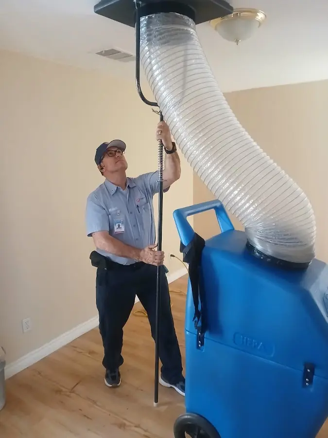 Mini Split Installation technician using HEPA equipment in Los Angeles